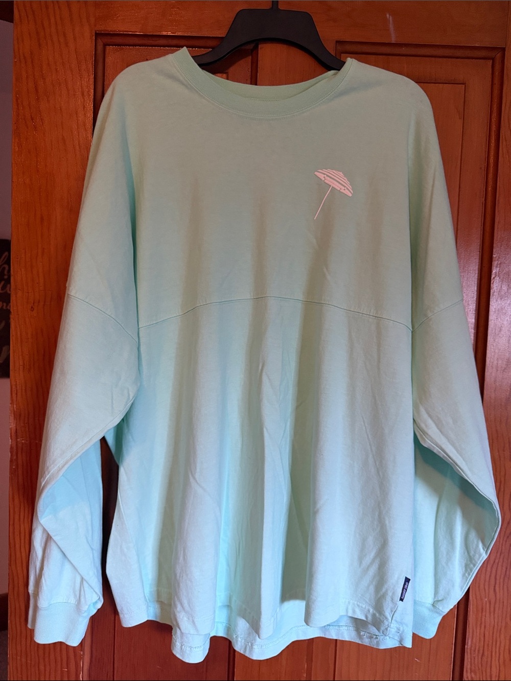 Women's Light Aqua Long-Sleeve Tee with Umbrella Accent